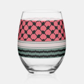 パレスチナのスイカハッタケフィエクフィヤフォーク ステムなしワイングラス (正面)