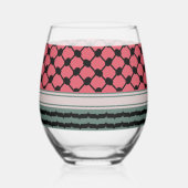 パレスチナのスイカハッタケフィエクフィヤフォーク ステムなしワイングラス (裏面)