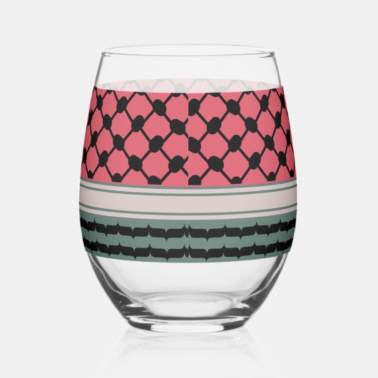 パレスチナのスイカハッタケフィエクフィヤフォーク ステムなしワイングラス (右)