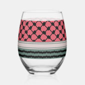 パレスチナのスイカハッタケフィエクフィヤフォーク ステムなしワイングラス (左)