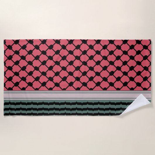 パレスチナのスイカハッタケフィエクフィヤフォーク ビーチタオル (正面)