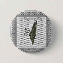 パレスチナのスカーフデザインのFree Palestineボタン 缶バッジ