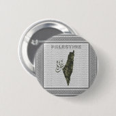 パレスチナのスカーフデザインのFree Palestineボタン 缶バッジ (正面&裏面)