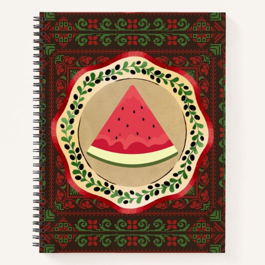 パレスチナのタドレズとオリーブプレートのスイカ ノートブック (正面)