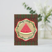 パレスチナのタドレズとオリーブプレートのスイカ ポストカード (スタンド正面)