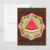 パレスチナのタドレズとオリーブプレートのスイカ ポストカード (正面/裏面)