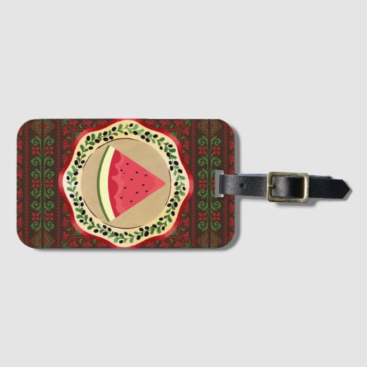 パレスチナのタドレズとオリーブプレートのスイカ ラゲッジタグ (正面横)