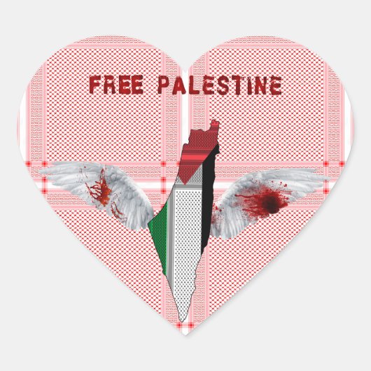 パレスチナのラベルシール – パレスチナのスカーフラベル ハートシール (正面)