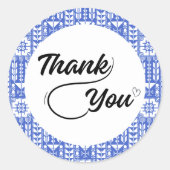 パレスチナの伝統的なタトレーズの青い感謝ステッカー ラウンドシール (正面)