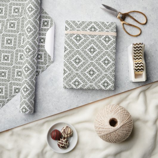 パレスチナの刺繍プリント包装紙 ラッピングペーパー (クラフト)