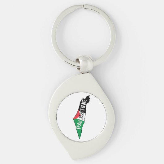 パレスチナの地図に掲載されている無料パレスチナ国旗 キーホルダー (正面)