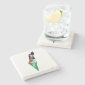 パレスチナの地図に掲載されている無料パレスチナ国旗 ストーンコースター (横)