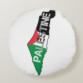 パレスチナの地図に掲載されている無料パレスチナ国旗 ラウンドクッション (裏面)