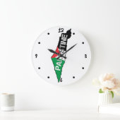 パレスチナの地図に掲載されている無料パレスチナ国旗 ラージ壁時計 (ホーム)