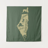 パレスチナの地図イラストレーションデザインパラスティニアアート タペストリー (正面)