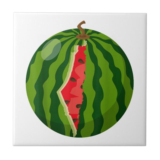 パレスチナの地図スイカのアラビア書道 タイル (正面)