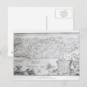 パレスチナの地図（パスオーバー・ハガダから）、オランダの学校による1695年に印刷されたパスオーバー ポストカード (正面/裏面)