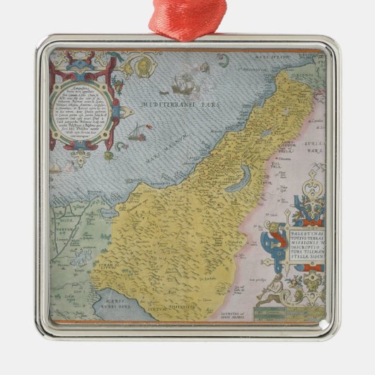 パレスチナの地図 メタルオーナメント (正面)