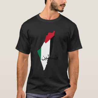 パレスチナの旗と地図 Tシャツ