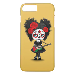パレスチナの旗のギターを演奏している砂糖のスカルの女の子 iPhone 8 PLUS/7 PLUSケース