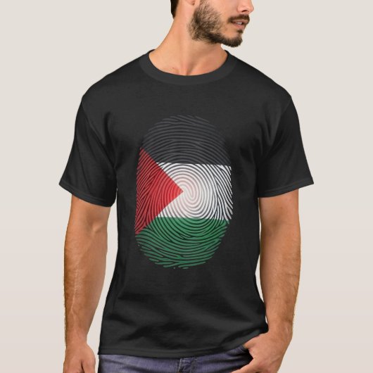 パレスチナの旗の指紋Tシャツ Tシャツ (正面)