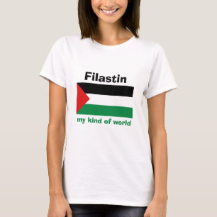 パレスチナの旗+地図+テキストTシャツ Tシャツ