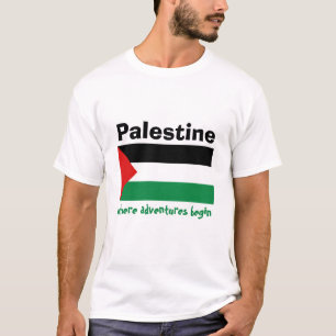 パレスチナの旗 + 地図 + 文字のTシャツ Tシャツ