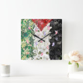 パレスチナの最も可愛い壁時計とフローラ地図 スクエア壁時計 (ホーム)