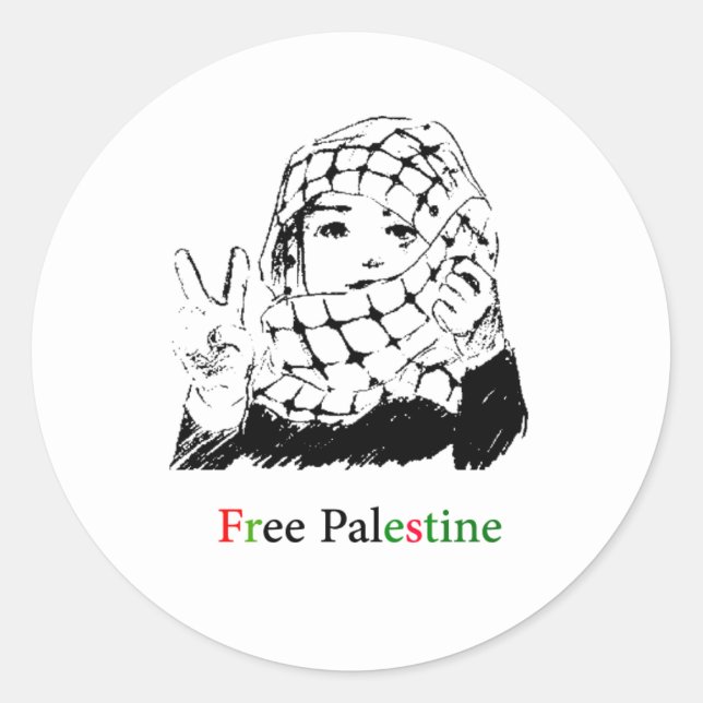 パレスチナの自由なステッカー ラウンドシール (正面)