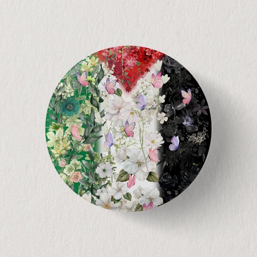パレスチナの花の地図 ピンズ - パレスチナ自由 缶バッジ (正面)