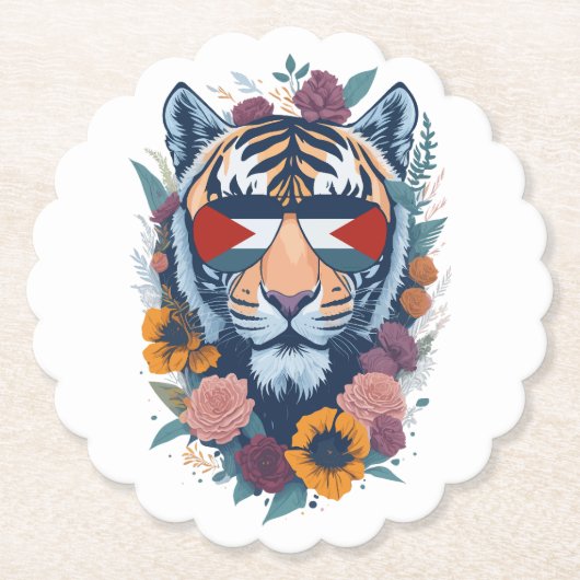 パレスチナの虎 – パレスチナ国旗 ペーパーコースター (正面)