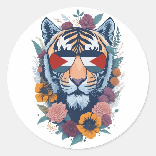 パレスチナの虎 – パレスチナ国旗 ラウンドシール (正面)