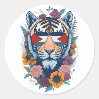 パレスチナの虎 – パレスチナ国旗 ラウンドシール