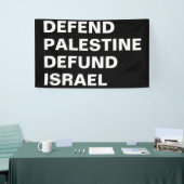 パレスチナを守りイスラエルに資金を貸し出す – アンチ・イスラエル 横断幕 (トレードショー)