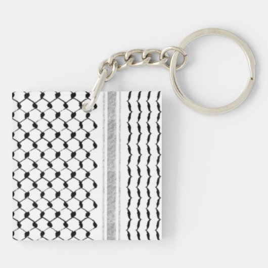 パレスチナアラビアクフィヤ模様アクリルキーチェーン キーホルダー (裏面)