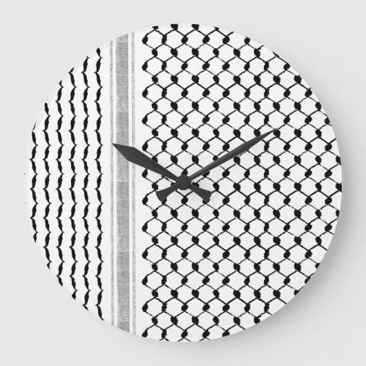 パレスチナカスタムクフィヤプレート設計ライセンスF ラージ壁時計 (正面)