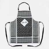 パレスチナ人クフィヤ黒白シェマグ エプロン (正面)