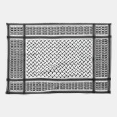 パレスチナ人クフィヤ黒白シェマグ キッチンタオル (横)