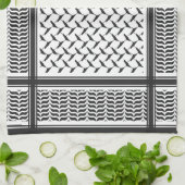 パレスチナ人クフィヤ黒白シェマグ キッチンタオル (折り畳み)