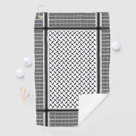 パレスチナ人クフィヤ黒白シェマグ ゴルフタオル (インサイチュ)