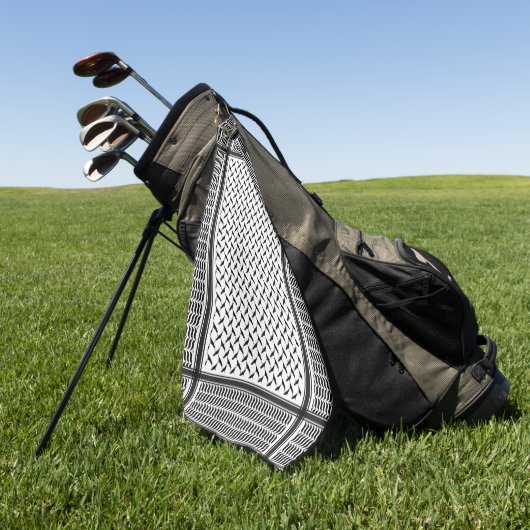 パレスチナ人クフィヤ黒白シェマグ ゴルフタオル (グリーン)