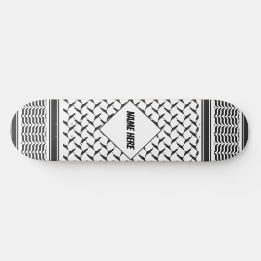 パレスチナ人クフィヤ黒白シェマグ スケートボード (横)