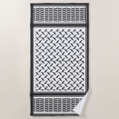 パレスチナ人クフィヤ黒白シェマグ ビーチタオル (正面)