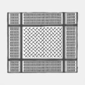 パレスチナ人クフィヤ黒白シェマグ フリースブランケット (正面(横))