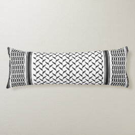 パレスチナ人クフィヤ黒白シェマグ ボディピロー