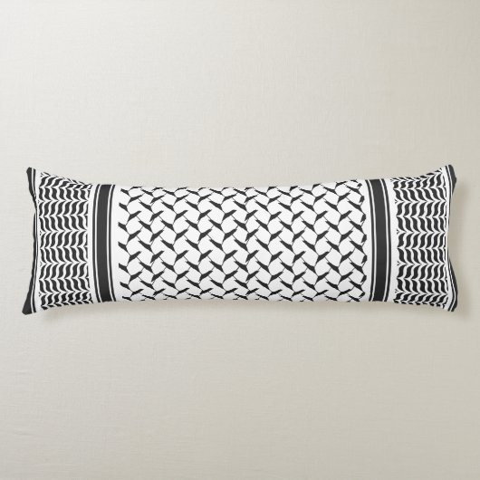 パレスチナ人クフィヤ黒白シェマグ ボディピロー (正面)