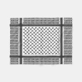 パレスチナ人クフィヤ黒白 フリースブランケット (正面(横))