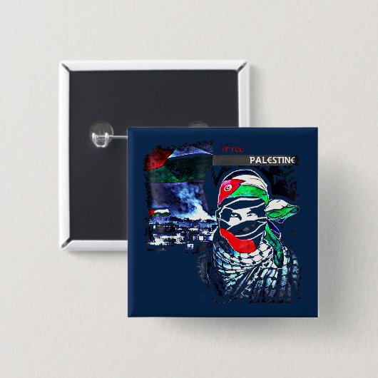 パレスチナ人虐殺の自由 缶バッジ (正面&裏面)