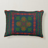 パレスチナ刺しゅうタスリーズレッド緑5パターン アクセントクッション (裏面)