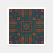 パレスチナ刺しゅうタスリーズレッド緑5パターン スタンダードカクテルナプキン (正面)